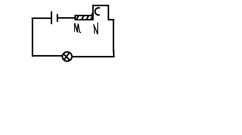 cho mạch điện như hình vẽ MN là một biến trở có con chạy C. Lúc đầu đẩy con  chạy C về sát điểm N để biến trở có điện tr... -