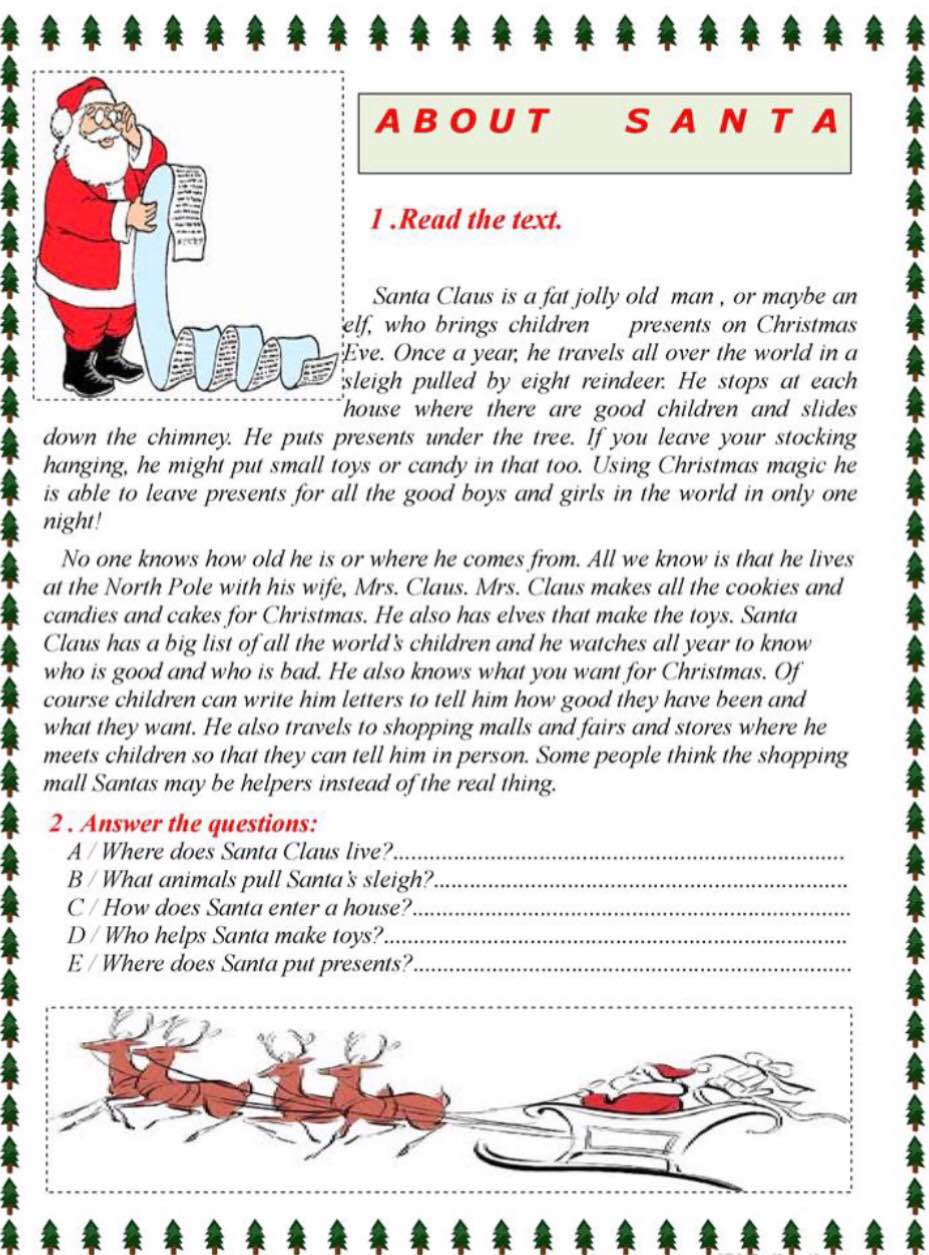 Christmas reading. Текст про Christmas Worksheets. Text about Christmas. Christmas story Worksheets. Текст about Santa.