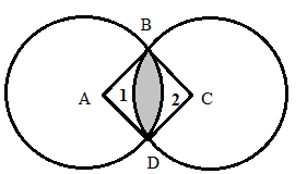Cho hình vuông ABCD cạnh 2cm. Hai hình tròn tâm A và tâm C có cùng ...
