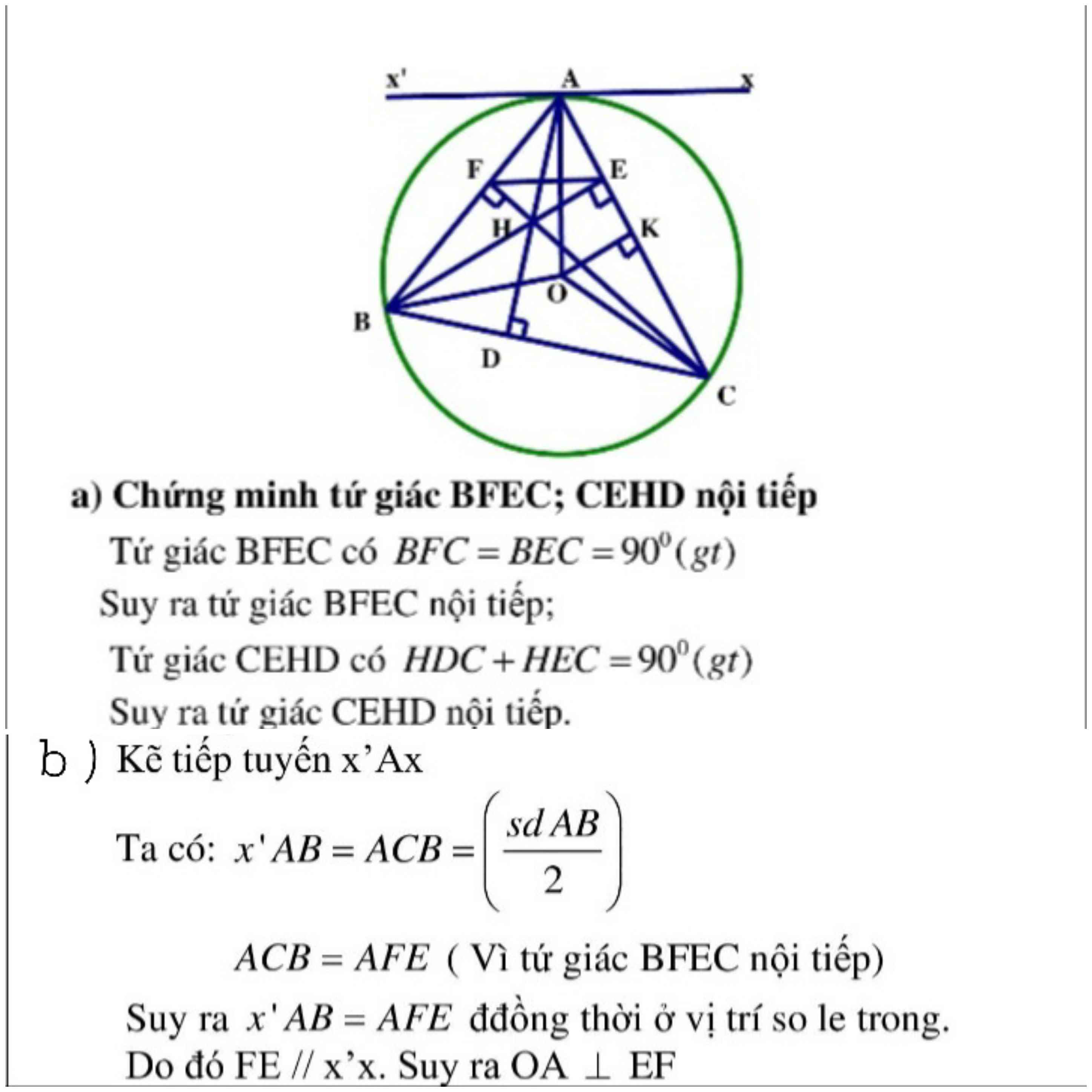 hướng dẫn vẽ tam giác nhọn nội tiếp đường tròn đơn giản và dễ hiểu
