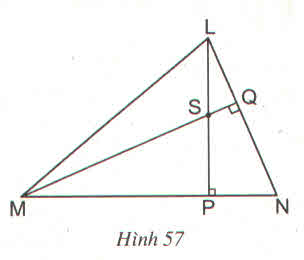L Q S Phường N M Cho hình 57 a) C/m NS vuông góc với LM b) Khi góc LNP = 50 phỏng , hãy  tính góc MSP và góc PSQ. - Hoc24